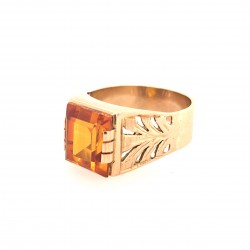 Pre Owned 9ct Yellow Sapphire Signet Ring ZX940